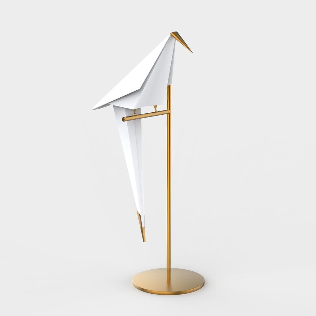 Origami Crane Bird Table Lamp Art Lighting, Golden Lamp